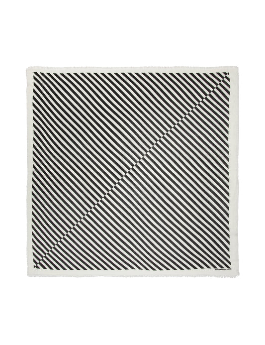 Soft Wool Self Scarf, Black Stripe