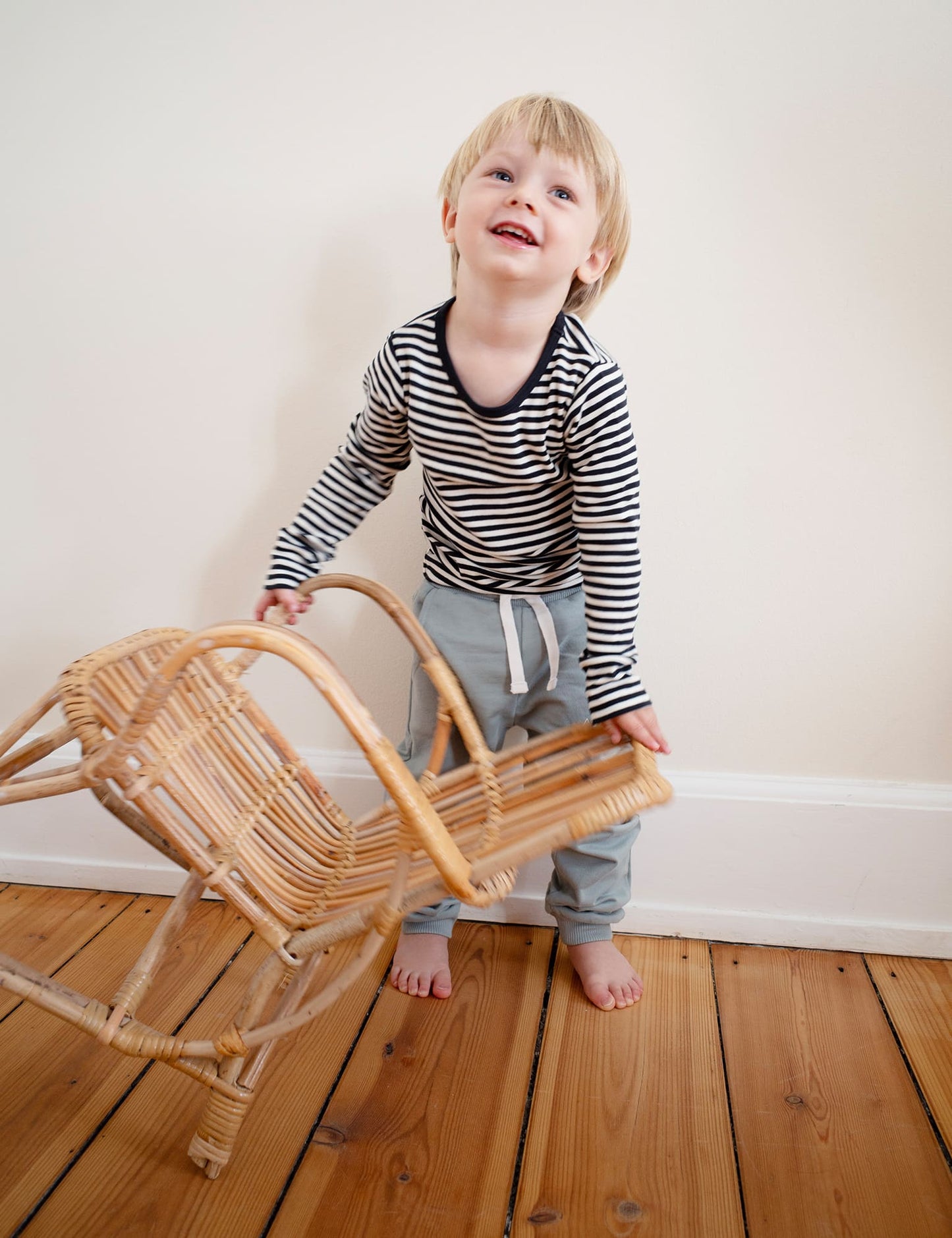 Soft Duo Striped Tobinino Tee LS, Black/Vanilla Ice