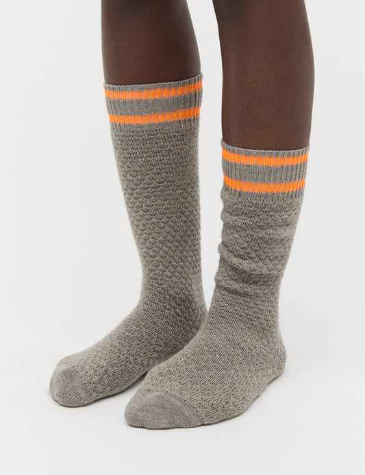 Woolen Bubble Socks, Silver Birch Melange