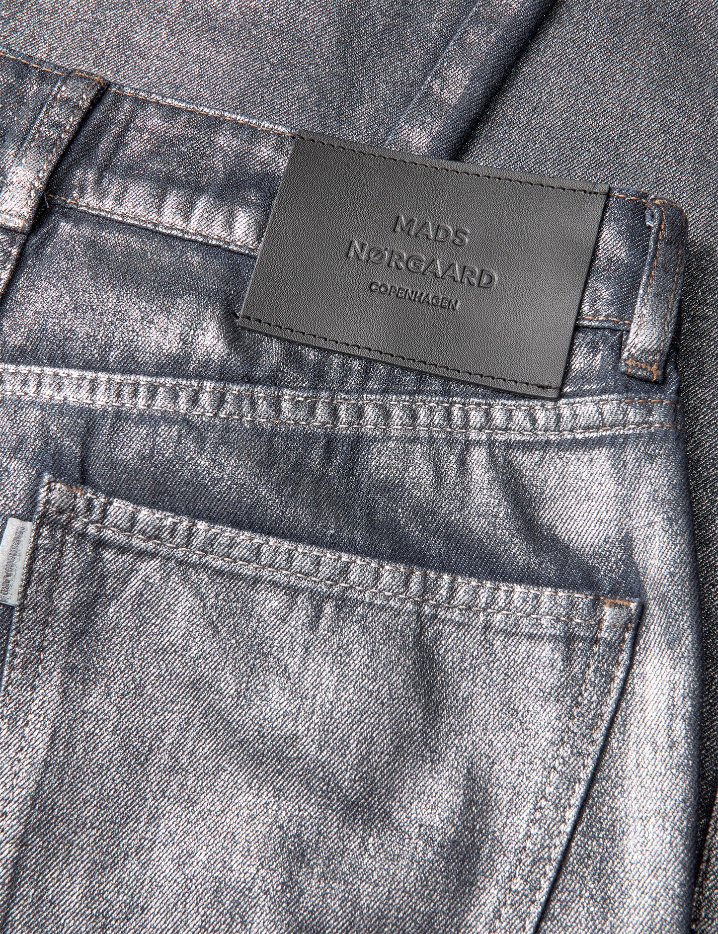 Metallic Denim Christel Jeans, Vintage Blue/Gun Metal