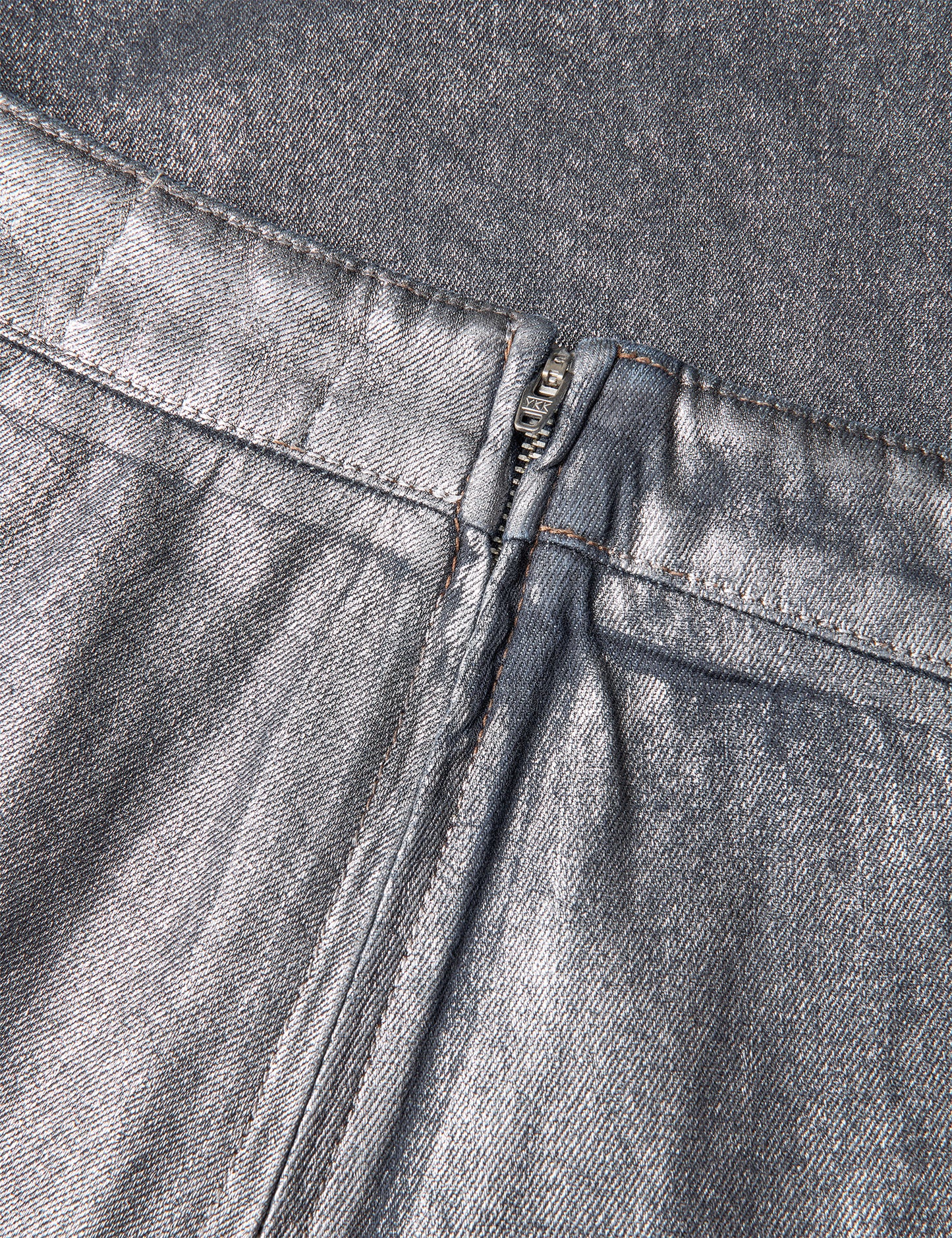 Metallic Denim Stellar Skirt, Vintage Blue/Gun Metal