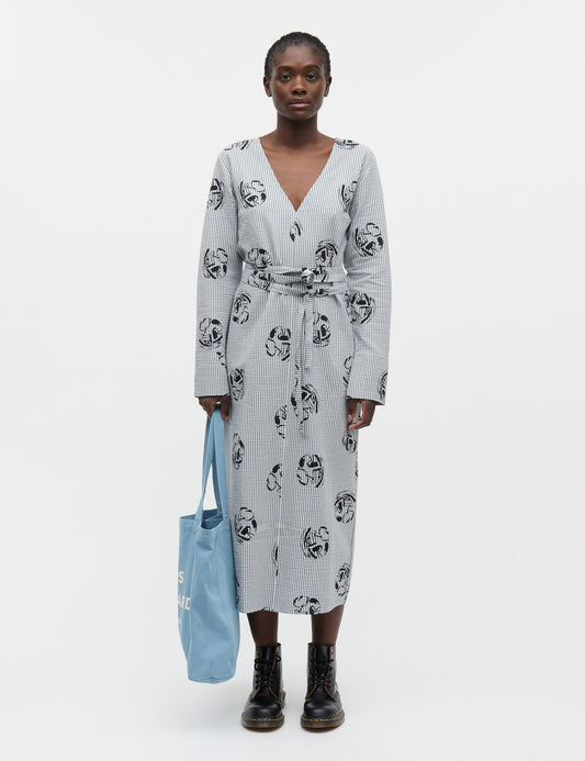 Soft Crease Oda Dress AOP, Vintage Indigo/Vanilla Ice