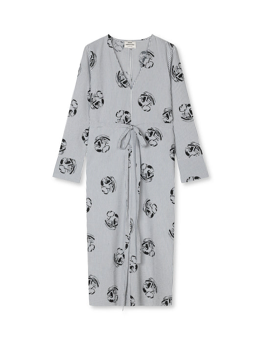 Soft Crease Oda Dress AOP, Vintage Indigo/Vanilla Ice