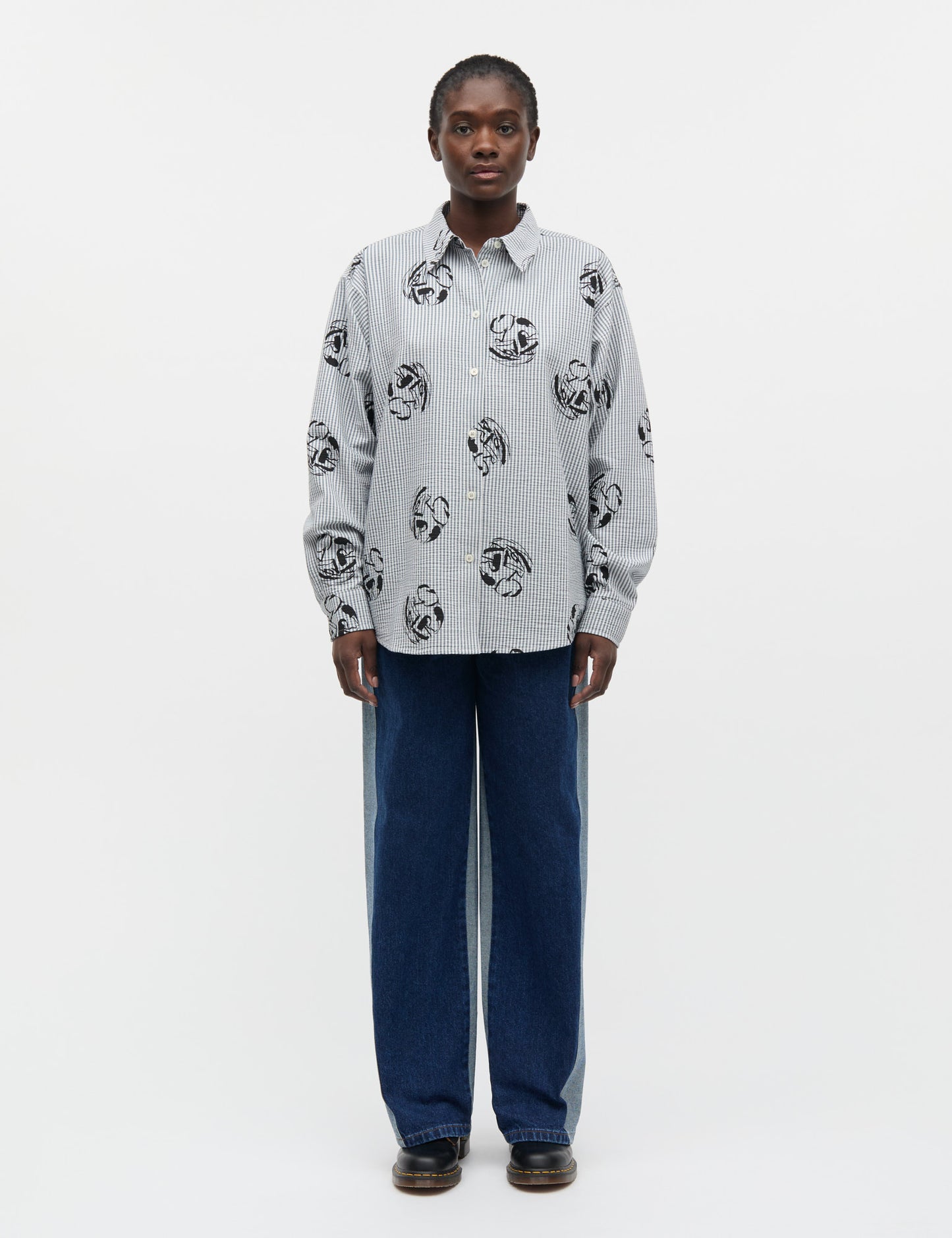 Soft Crease Crelly Shirt AOP, Vintage Indigo/Vanilla Ice