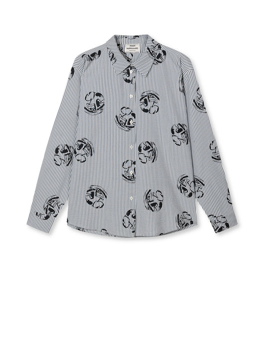 Soft Crease Crelly Shirt AOP, Vintage Indigo/Vanilla Ice