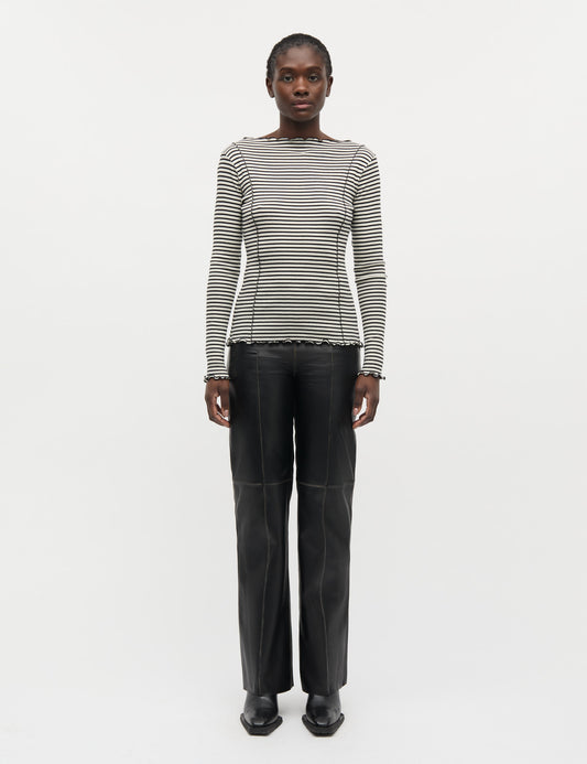 2x2 Cotton Stripe Siri Top, Vanilla Ice/Black