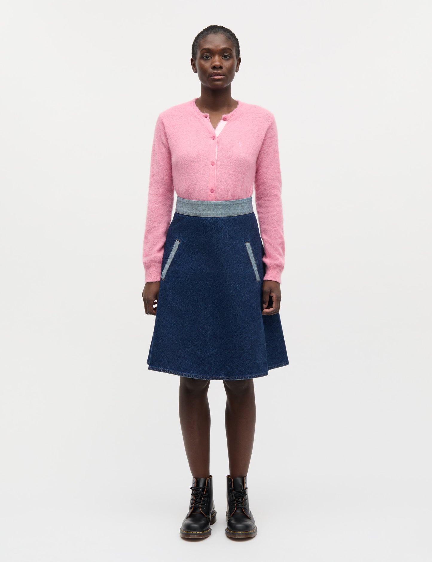 Luke Denim Stelly Skirt Block, Mid Blue Denim