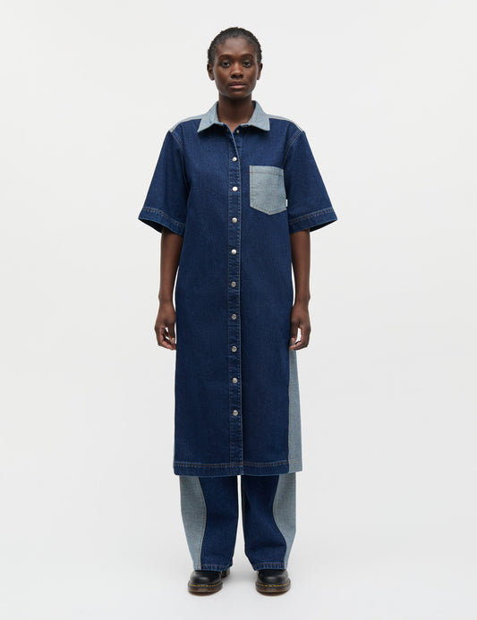 Luke Denim Viola Dress Block, Mid Blue Denim