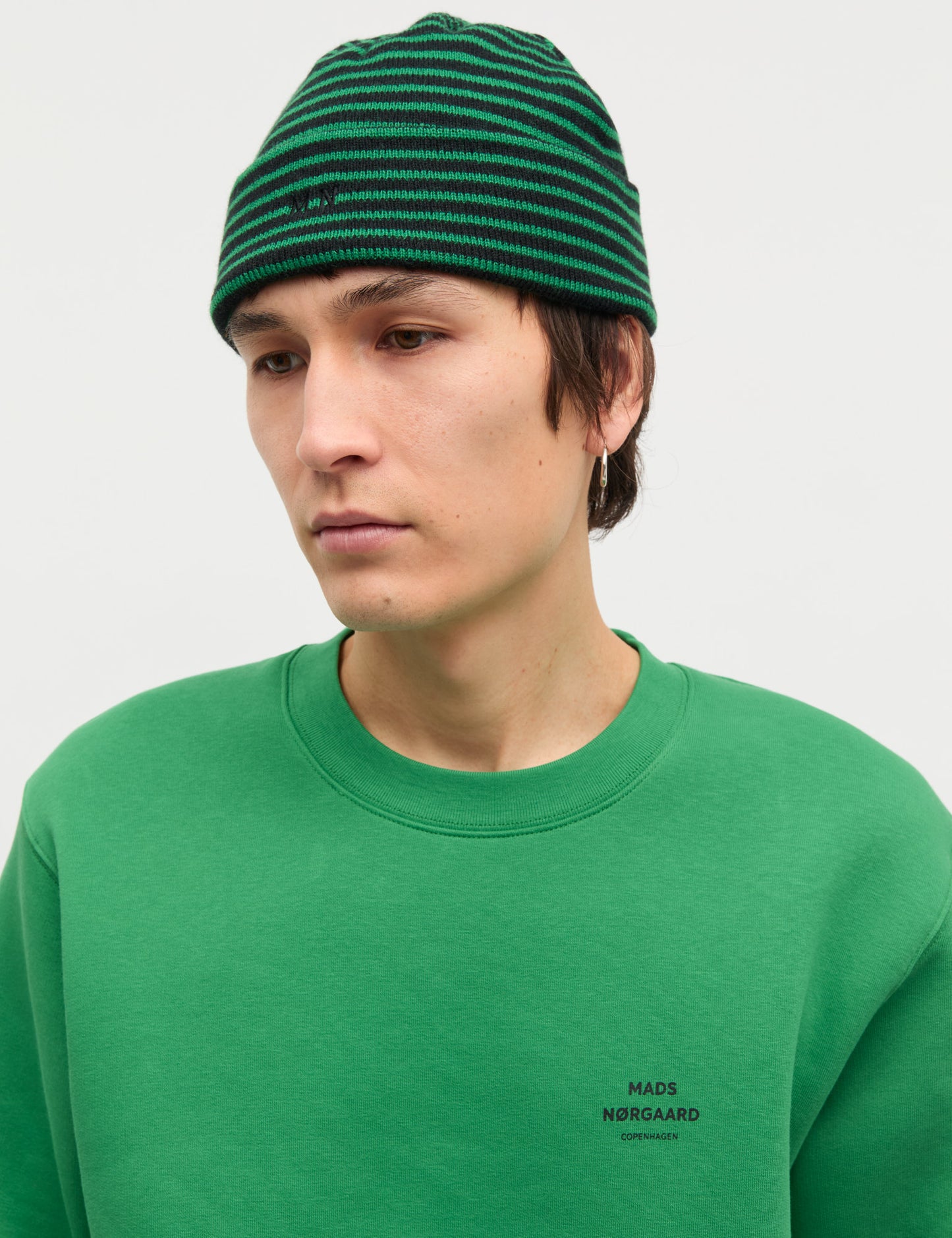Isak Ambas Stripe MN Beanie, Black/Verdant Green