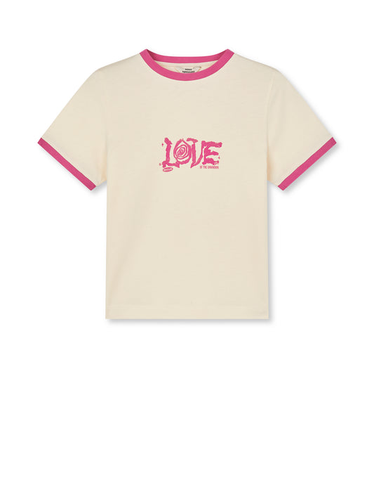 Cotton Jersey Trinity Tee, Vanilla Ice/Carmine Rose