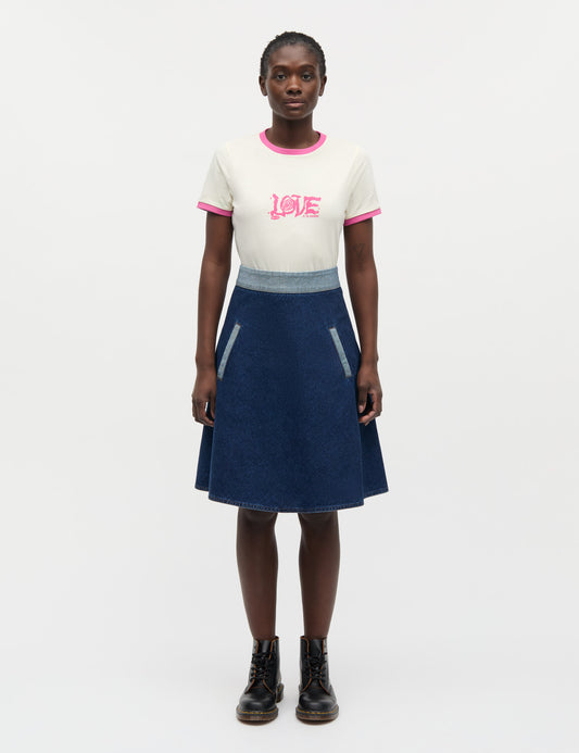 Cotton Jersey Trinity Tee, Vanilla Ice/Carmine Rose