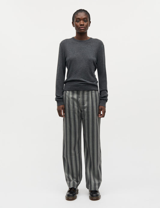 Fine Merino Emma Knit, Dark Grey Melange