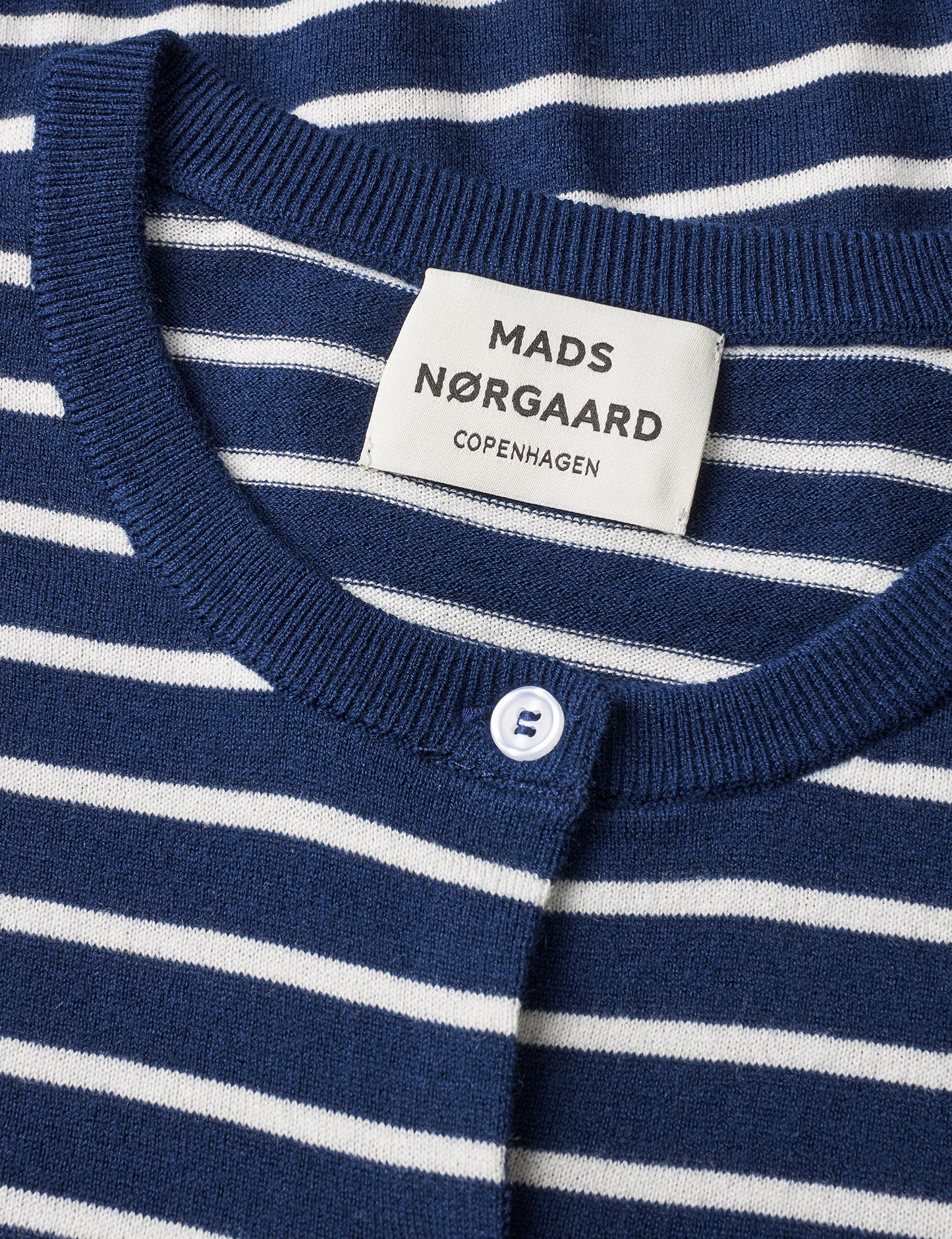 Fine Merino Charlot Stripe Cardigan, Parisian Night/Vanilla Ice