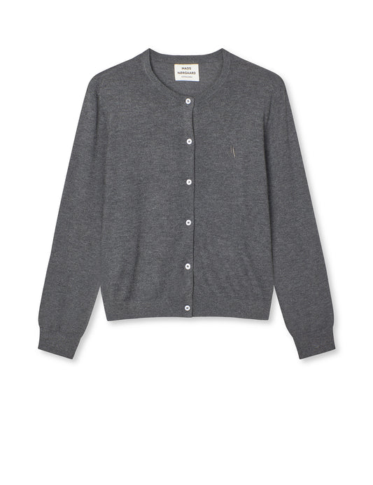 Fine Merino Charlot Cardigan, Dark Grey Melange