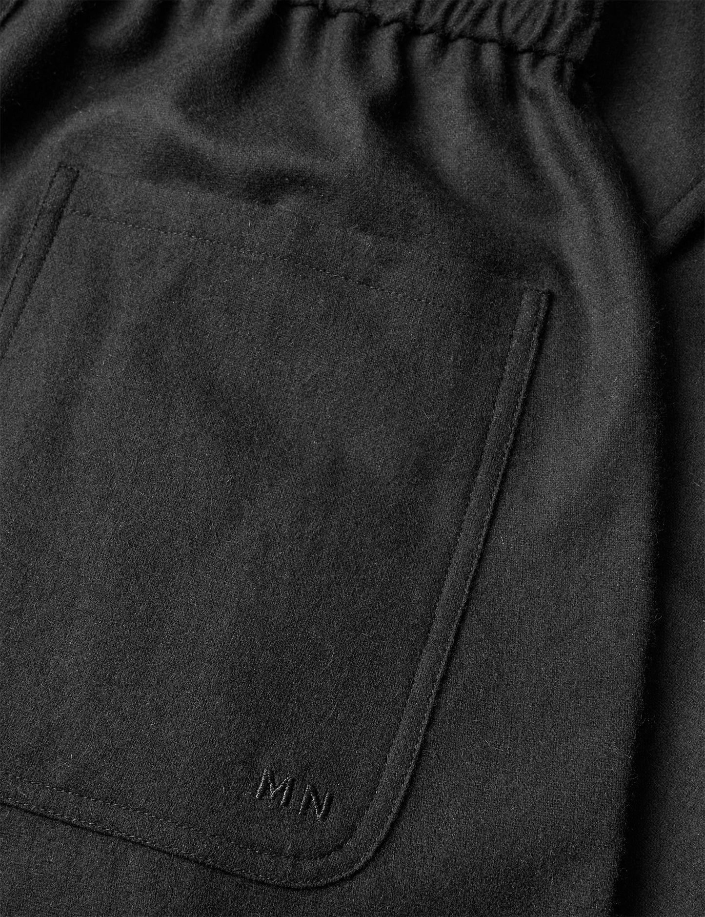 Fancy Wool Drawstring Pants, Black