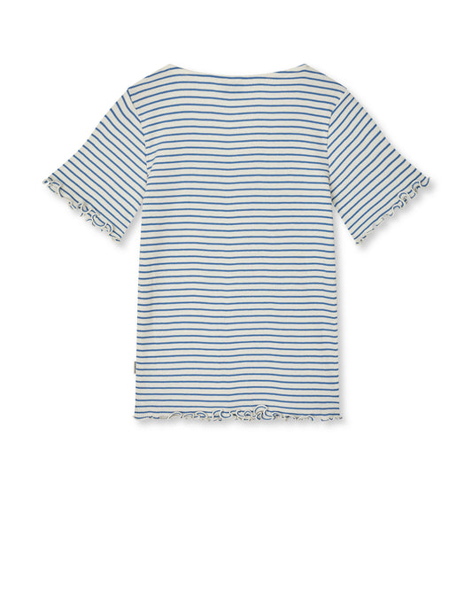 2x2 Cotton Stripe Tiki Tee, Vanilla Ice/Bright Cobalt
