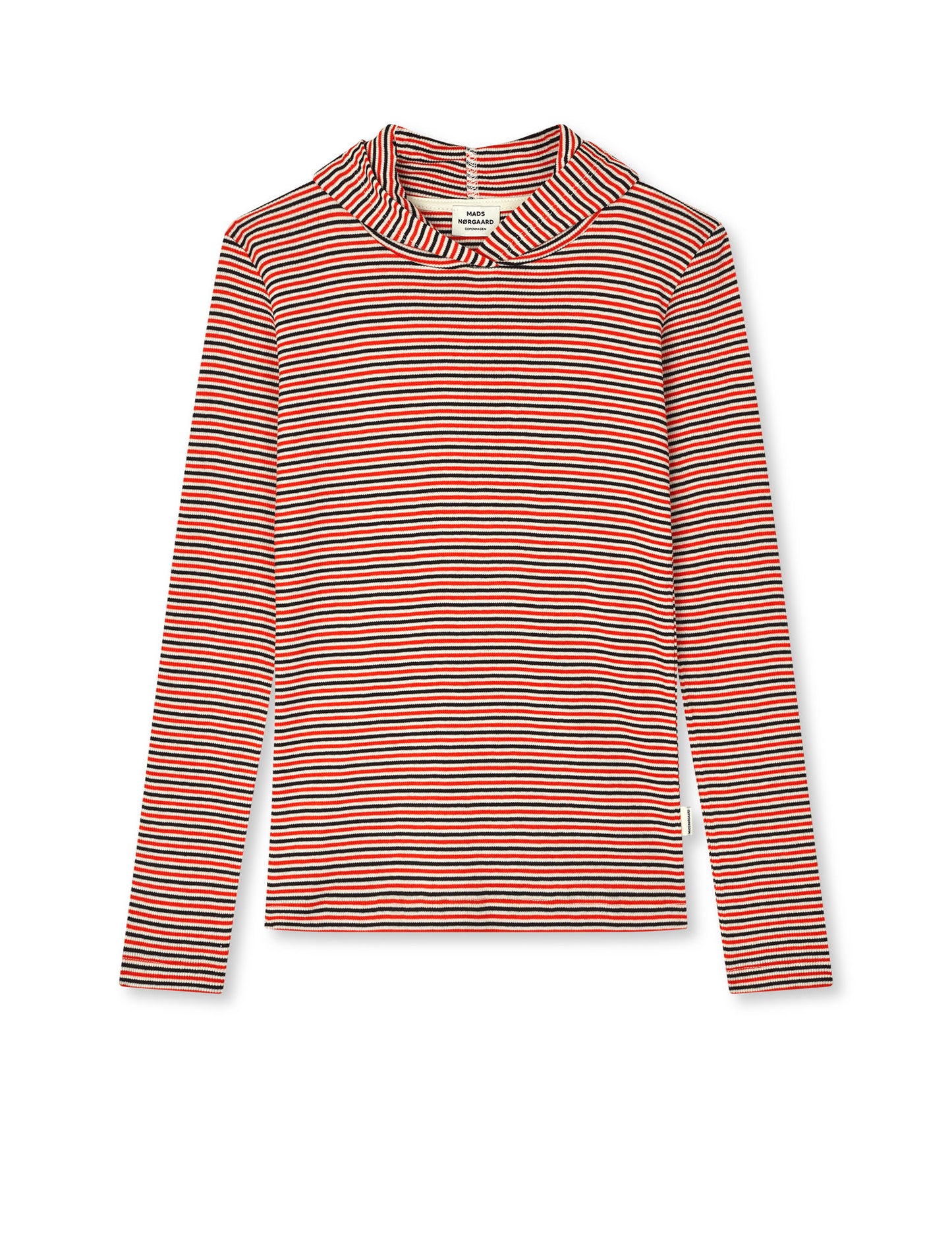 2x2 Cotton Stripe Tally Hoodie, Fiery Red/Vanilla Ice