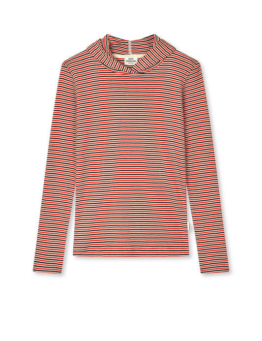 2x2 Cotton Stripe Tally Hoodie, Fiery Red/Vanilla Ice