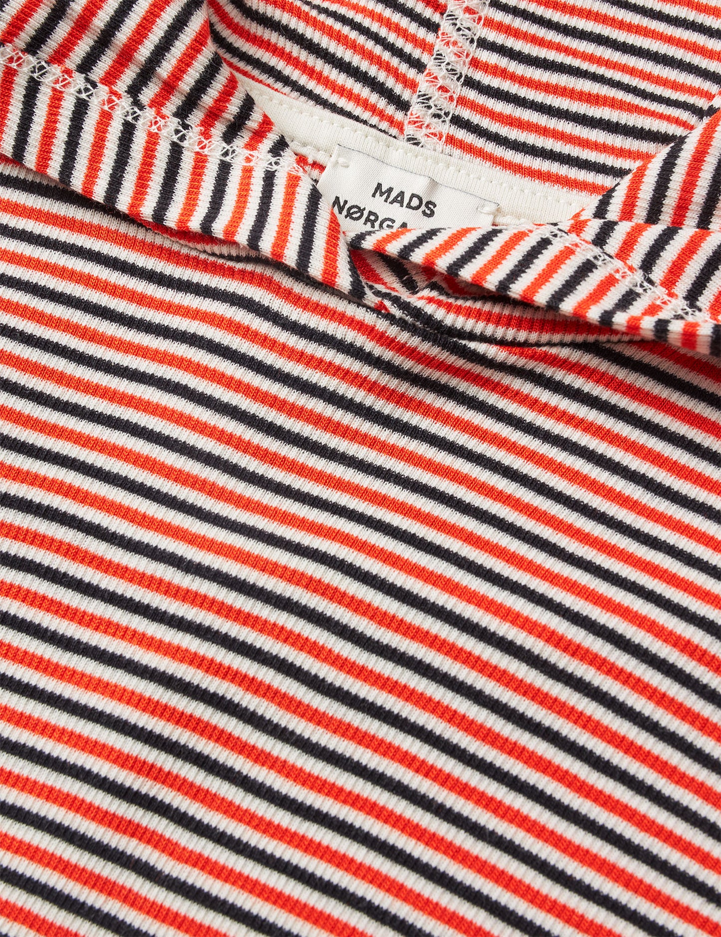 2x2 Cotton Stripe Tally Hoodie, Fiery Red/Vanilla Ice