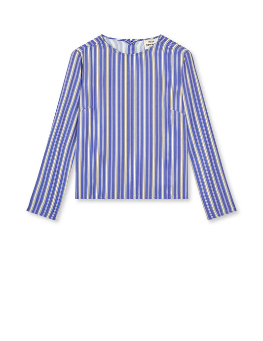 Delicate Twill Flow Top AOP, Pinstripe AOP/Bright Cobalt