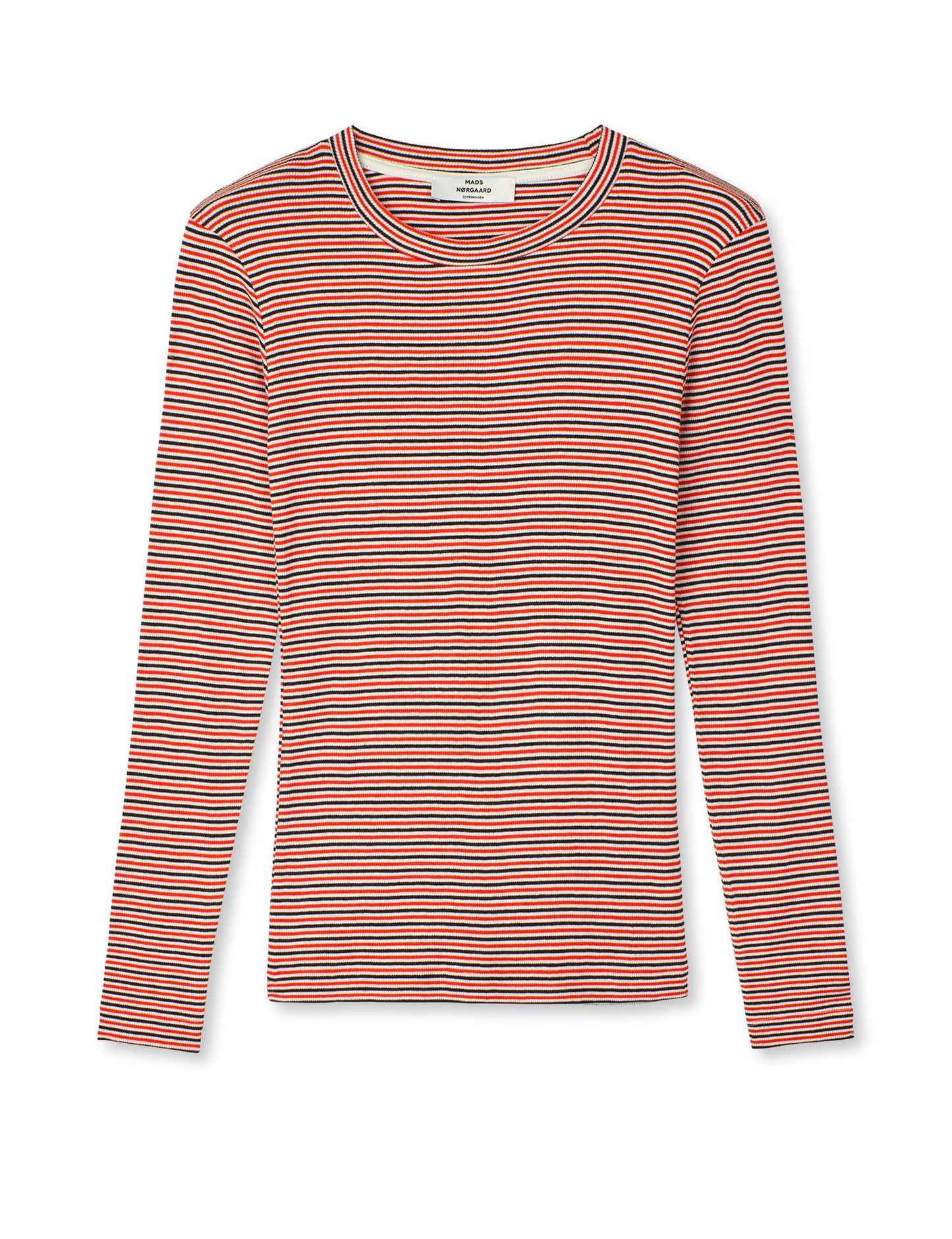 2x2 Cotton Stripe Tuba Tee LS, Fiery Red/Vanilla Ice