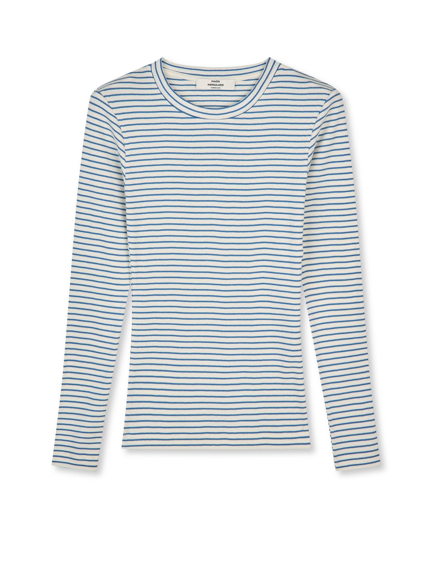 2x2 Cotton Stripe Tuba Tee LS, Vanilla Ice/Bright Cobalt