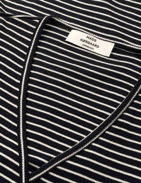 2x2 Cotton Stripe Susi LS Top, Black/Vanilla Ice