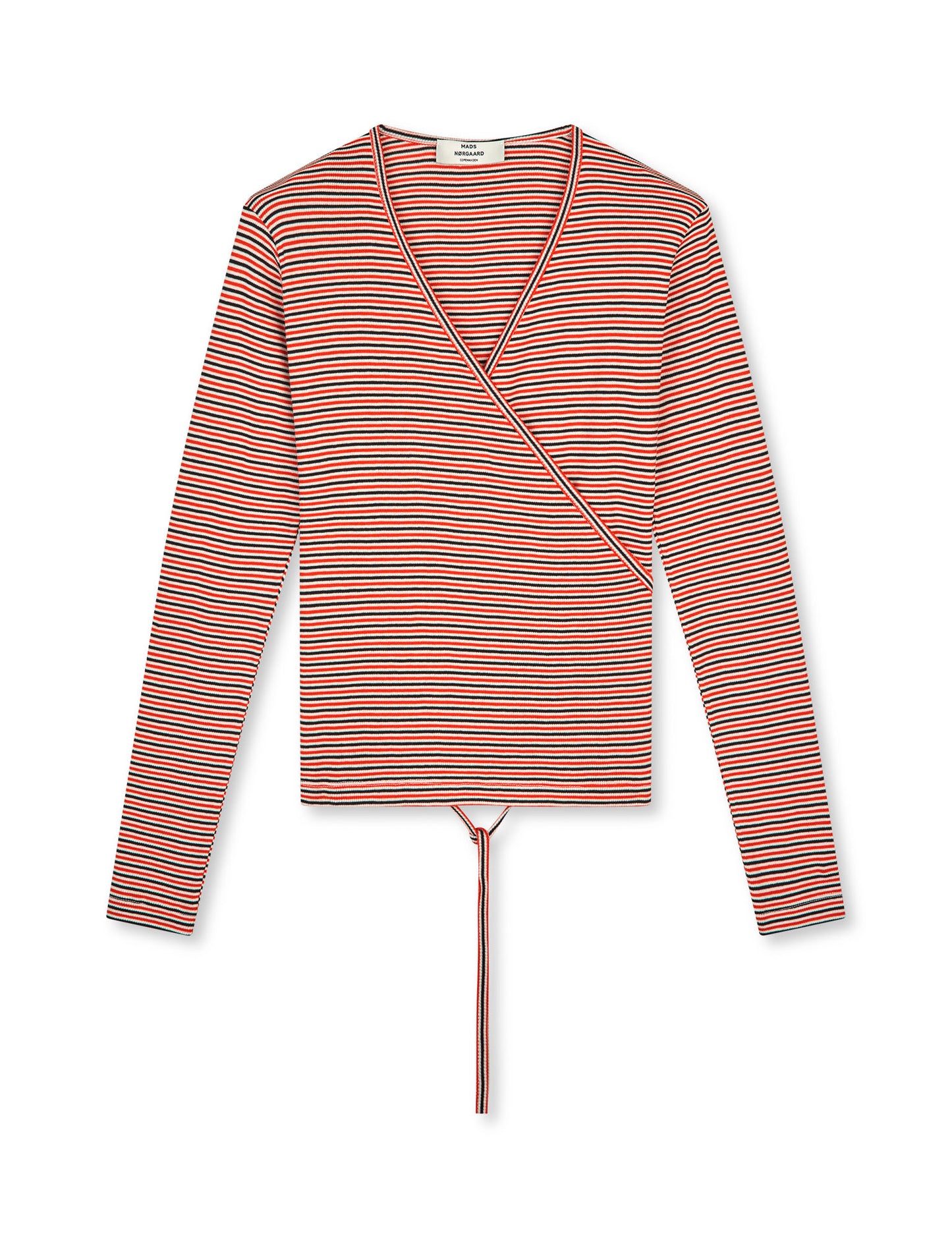 2x2 Cotton Stripe Susi LS Top, Fiery Red/Vanilla Ice