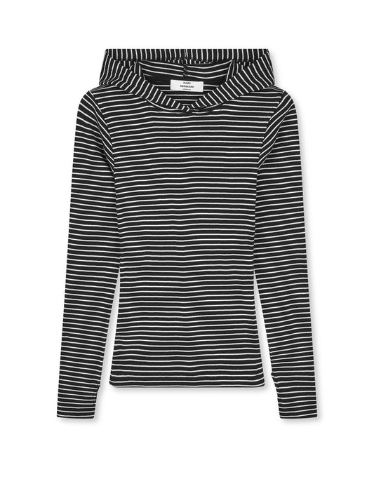 2x2 Cotton Stripe Tutti Hood, Black/Vanilla Ice