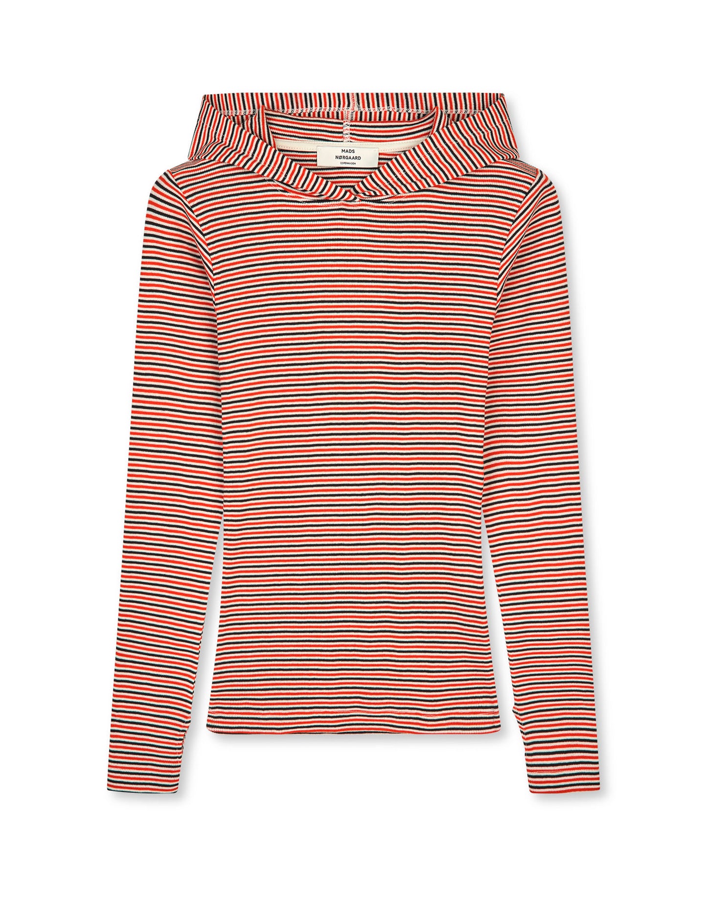 2x2 Cotton Stripe Tutti Hood, Fiery Red/Vanilla Ice