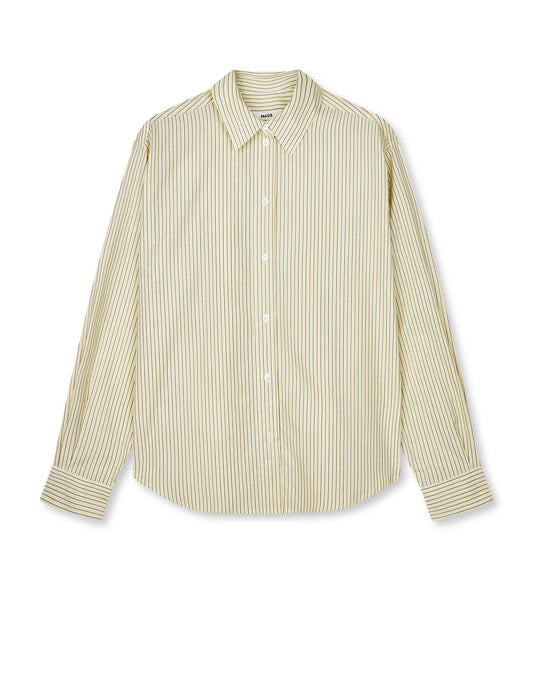Ander Cotton Crelly Shirt, Pinstripe/Almond Oil