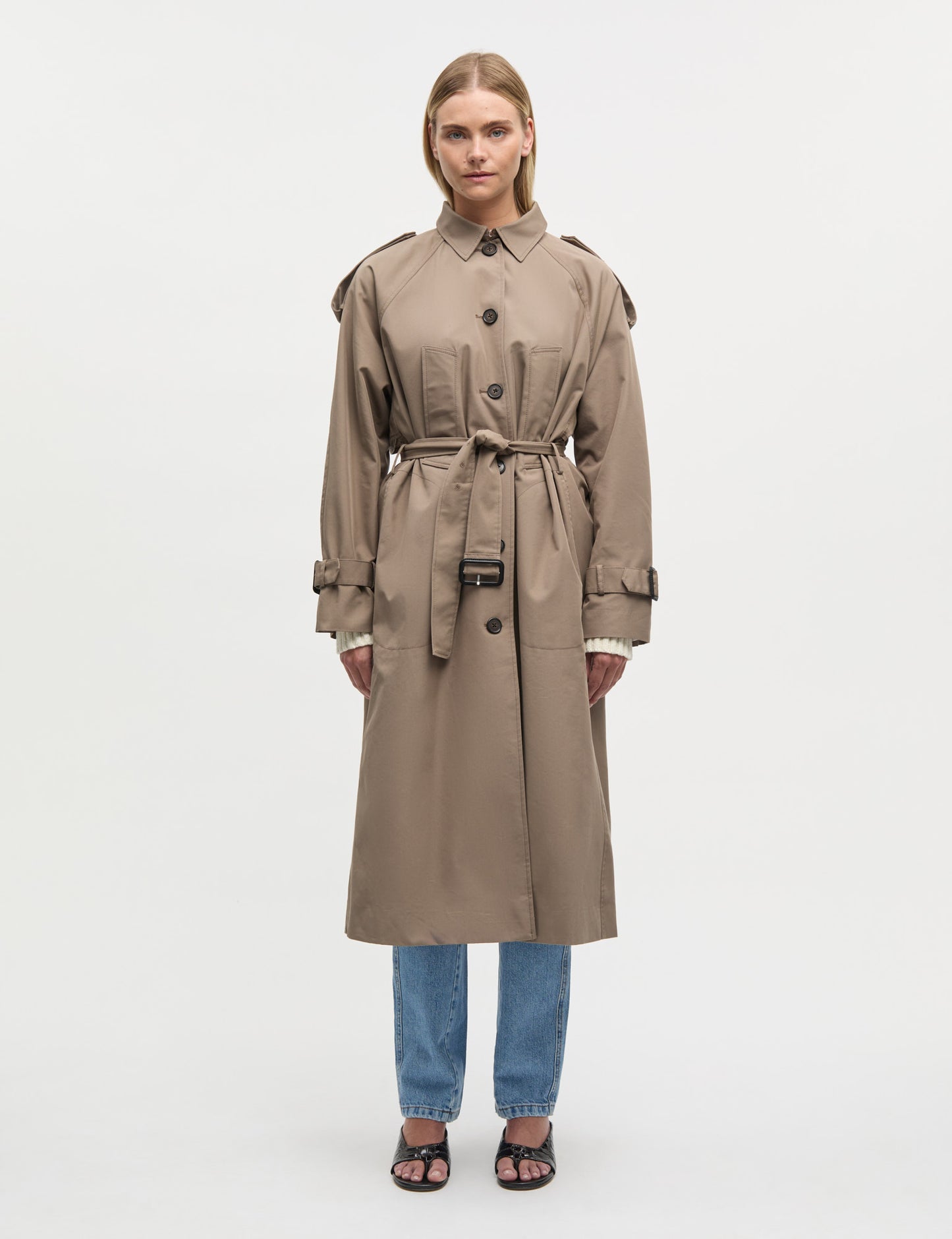 Cotton Pol Benley Trench Coat, Walnut