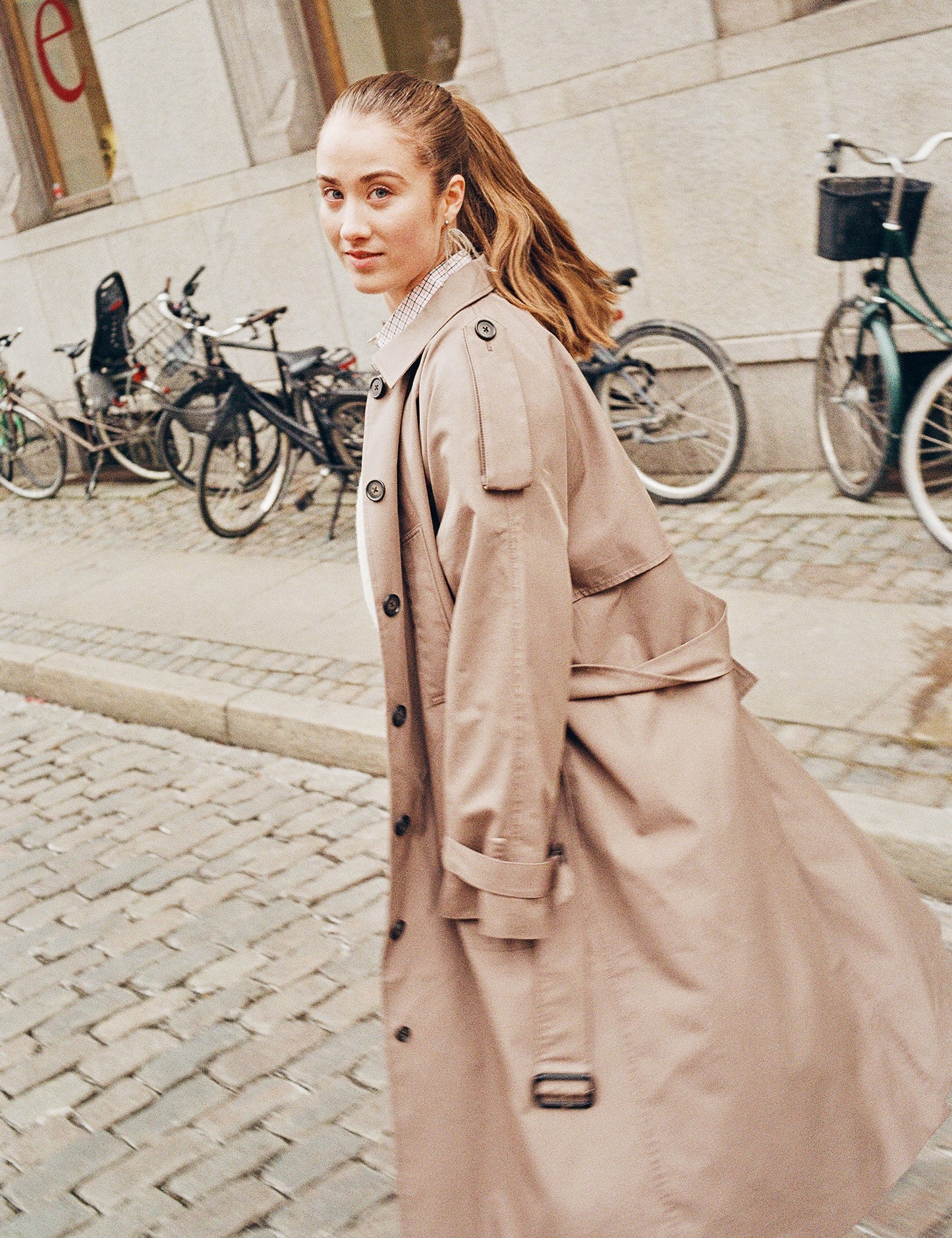 Cotton Pol Benley Trench Coat, Walnut