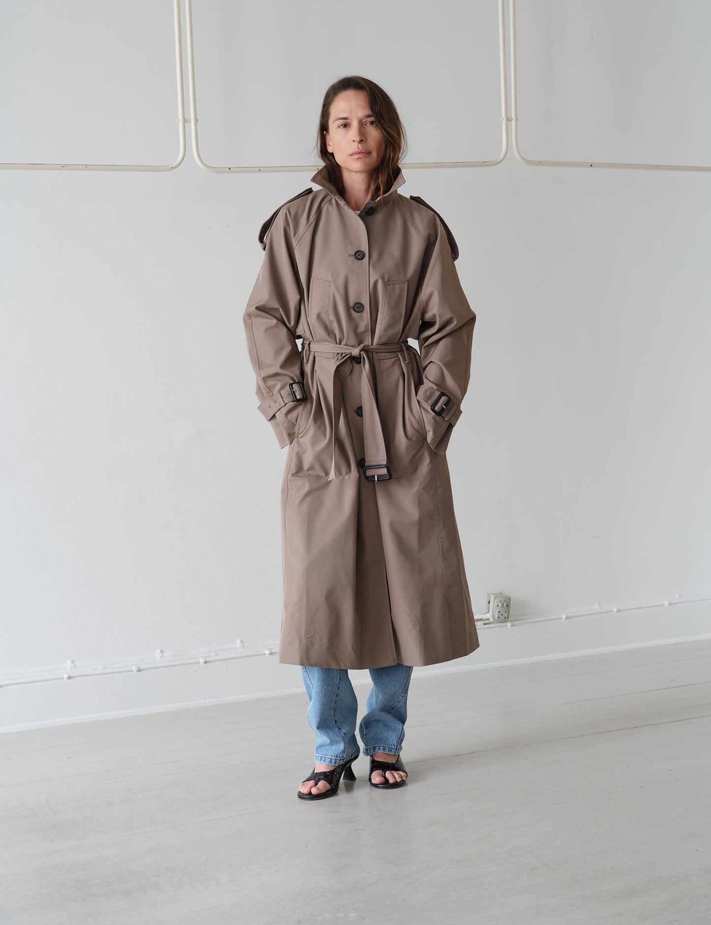 Cotton Pol Benley Trench Coat, Walnut
