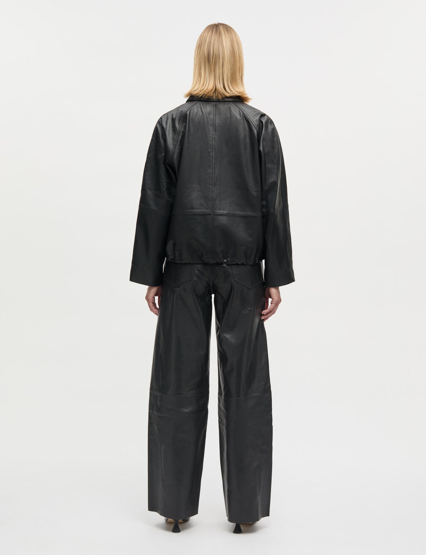 Shiny Leather Christel Pants, Black