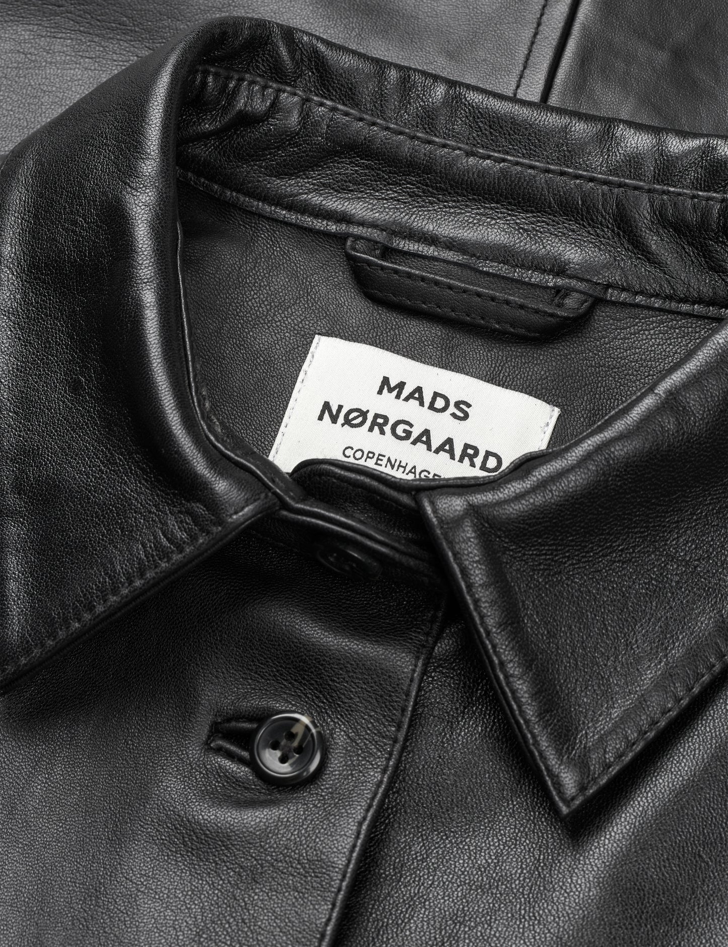 Shiny Leather Phoebe Shirt, Black