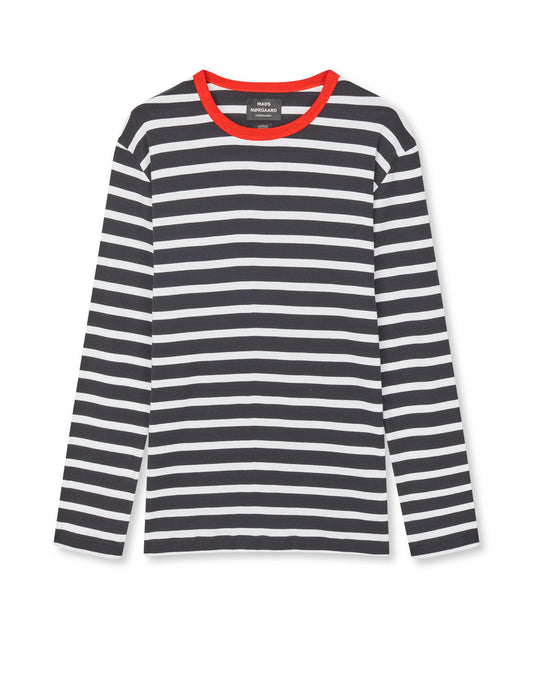 Trio Rib Tobias Tee LS, Black/White