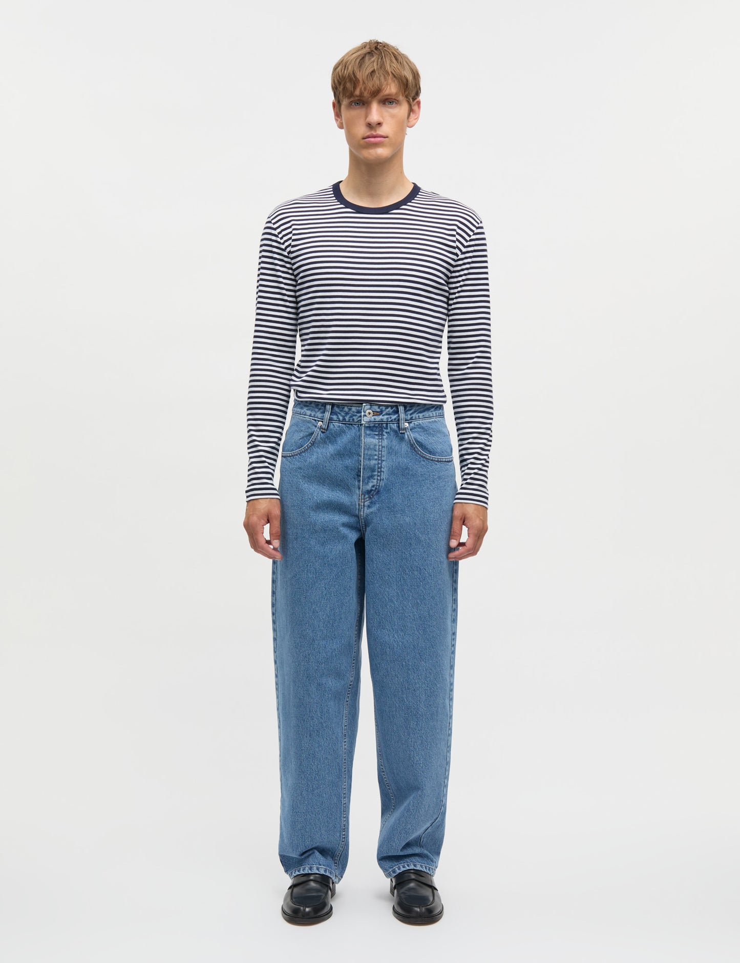 Duo Rib Tobias Tee LS, Sky Captain/White