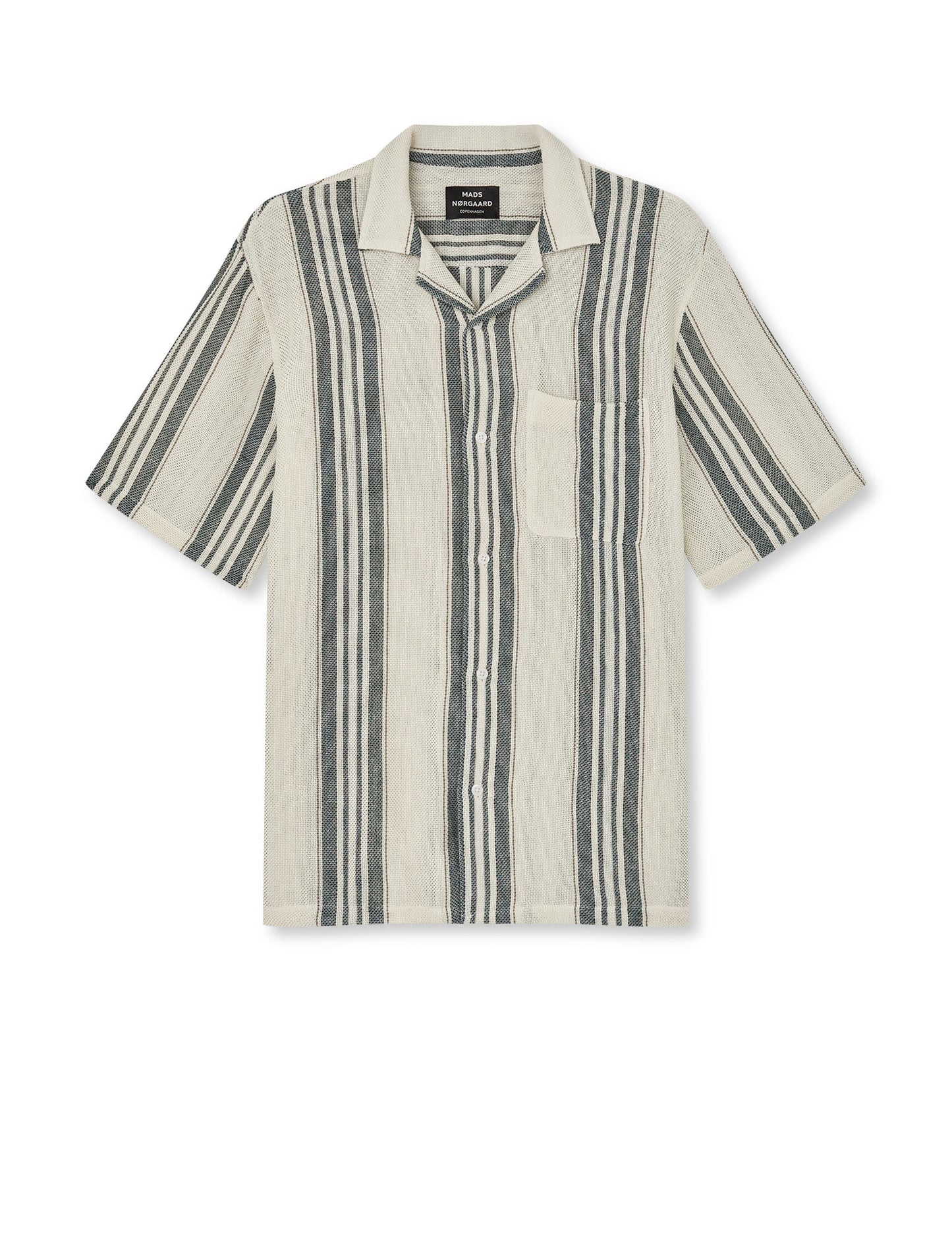 Weave Mesh Kenji  Shirt SS, Vanilla Ice/Deep Sea Stripe