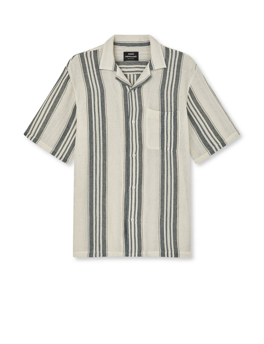 Weave Mesh Kenji  Shirt SS, Vanilla Ice/Deep Sea Stripe