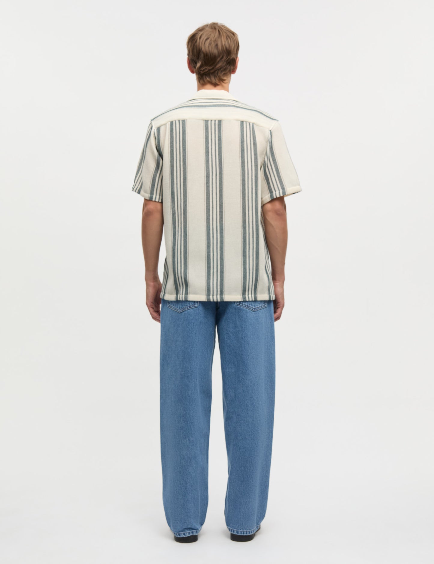 Weave Mesh Kenji  Shirt SS, Vanilla Ice/Deep Sea Stripe
