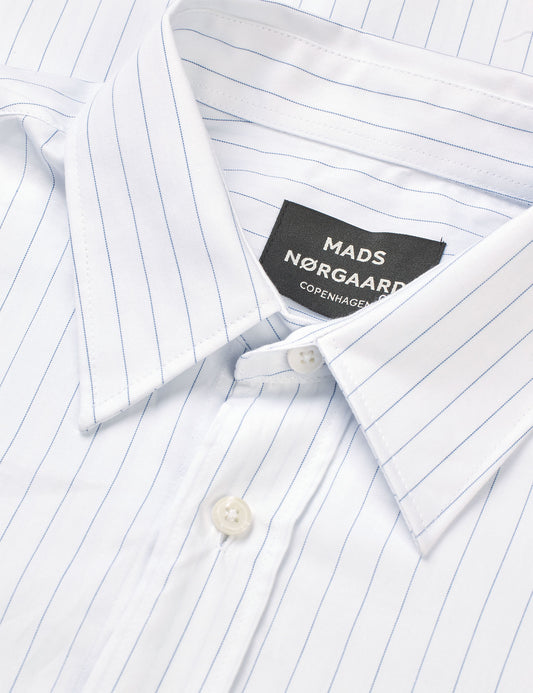 Cotton Soft Marcel Shirt, White/Bright Cobalt Stripe