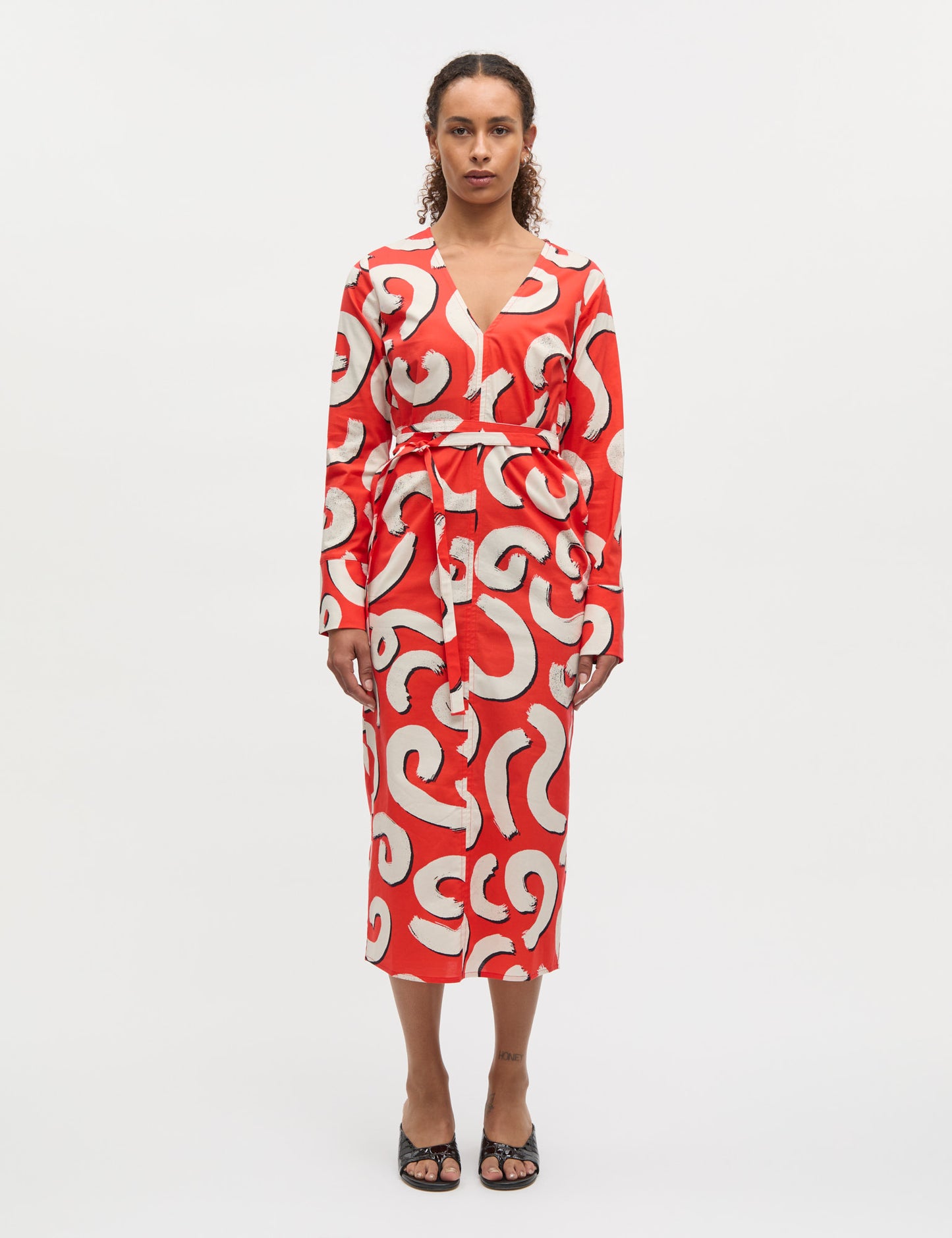 Colleen Oda Dress AOP, Swirl AOP/Fiery Red