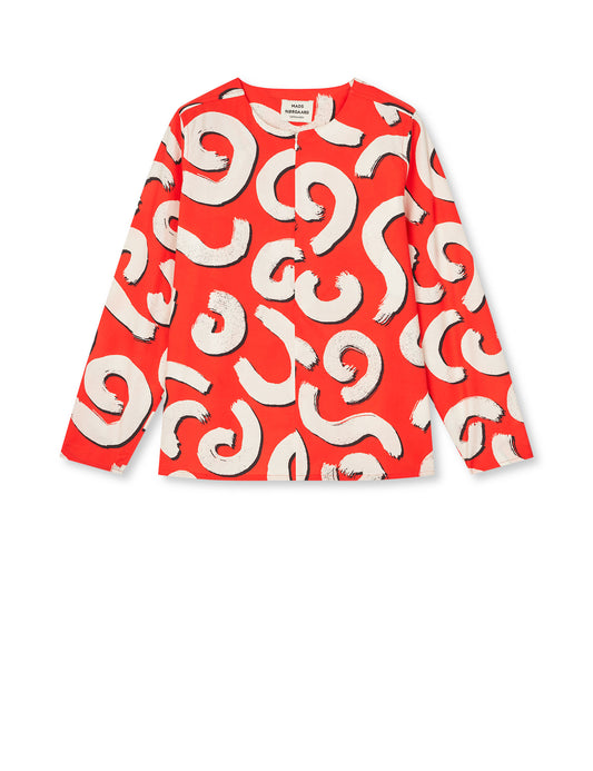 Colleen Funa Top AOP, Swirl AOP/Fiery Red