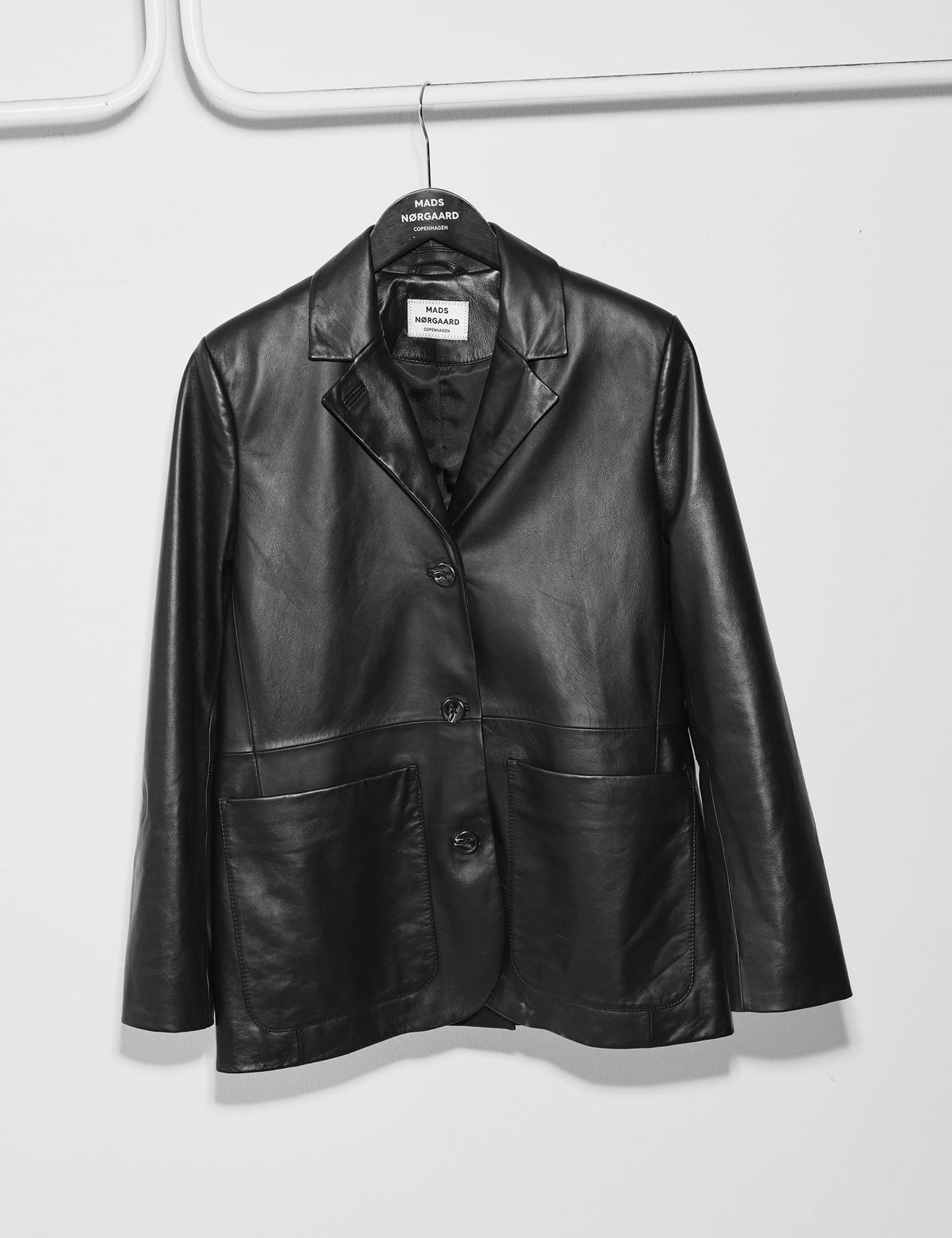Shiny Leather Lesley Blazer, Black