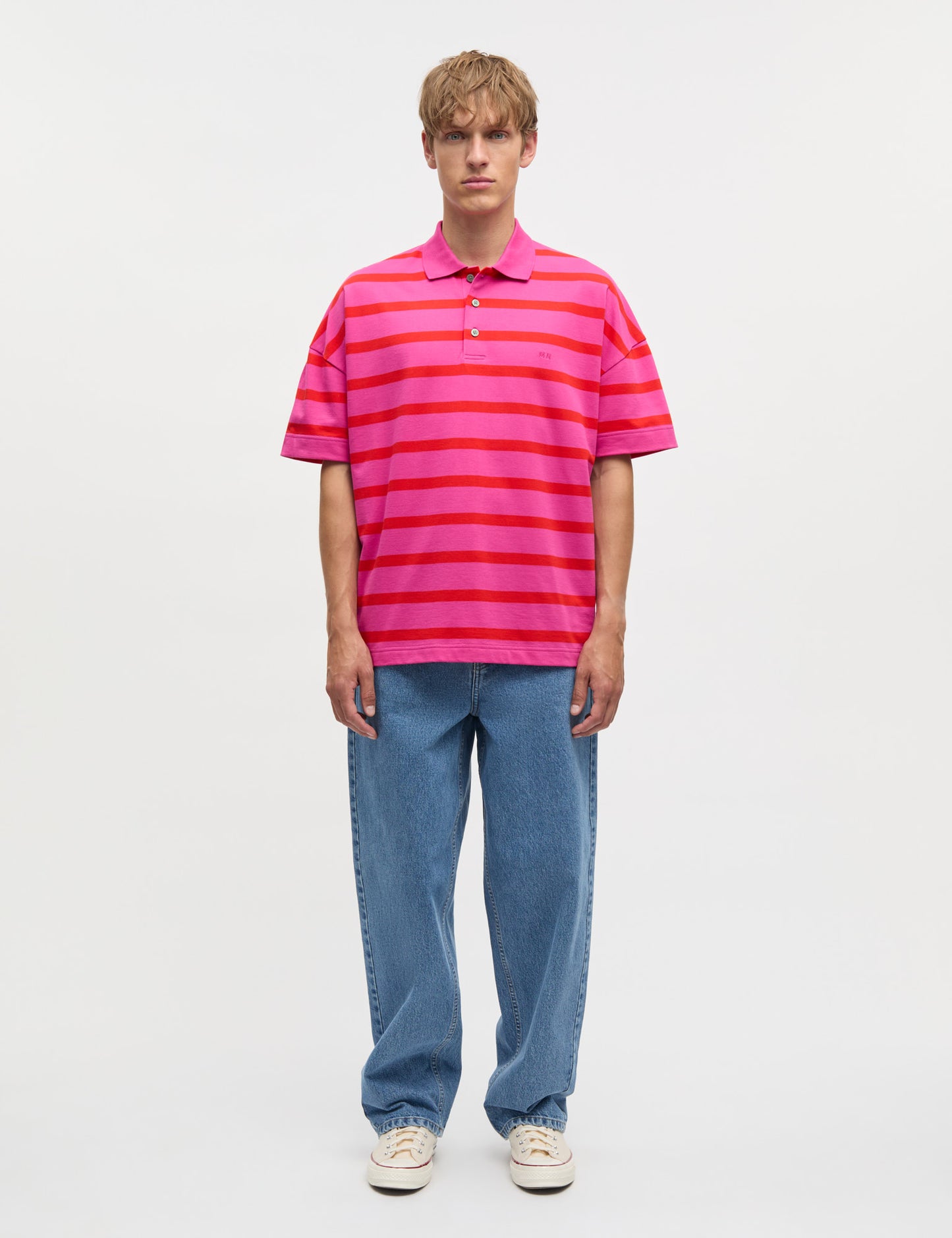 Light Terry Polo ST Tee, Raspberry Rose/Fiery Red ST.