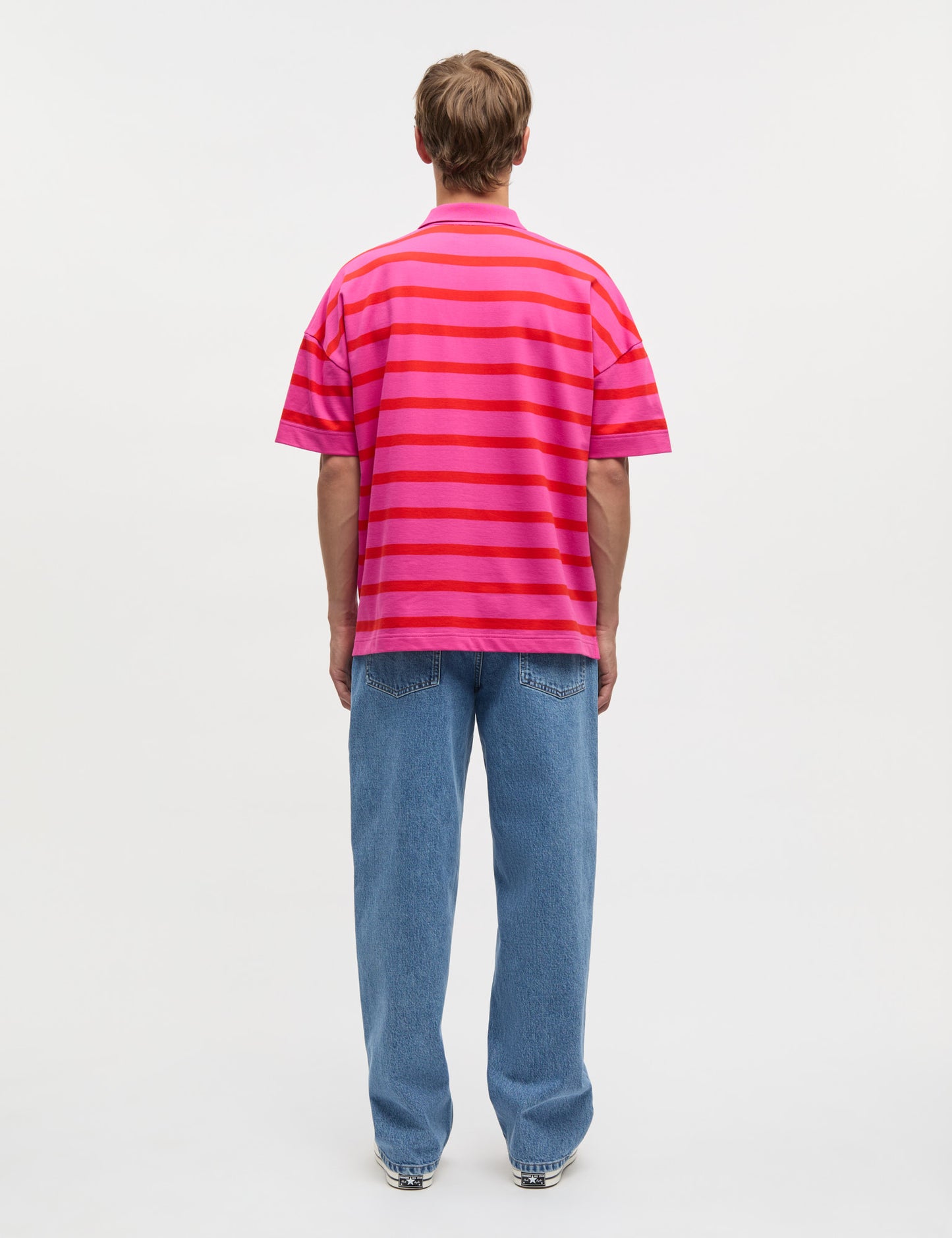 Light Terry Polo ST Tee, Raspberry Rose/Fiery Red ST.