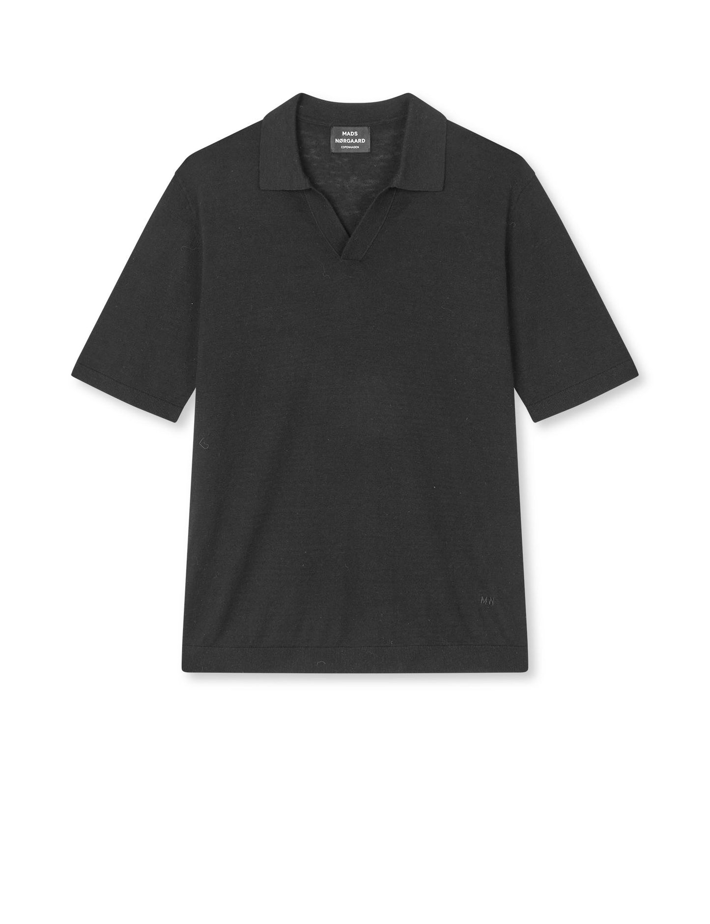 Cotton Lino Theo Polo Knit, Black