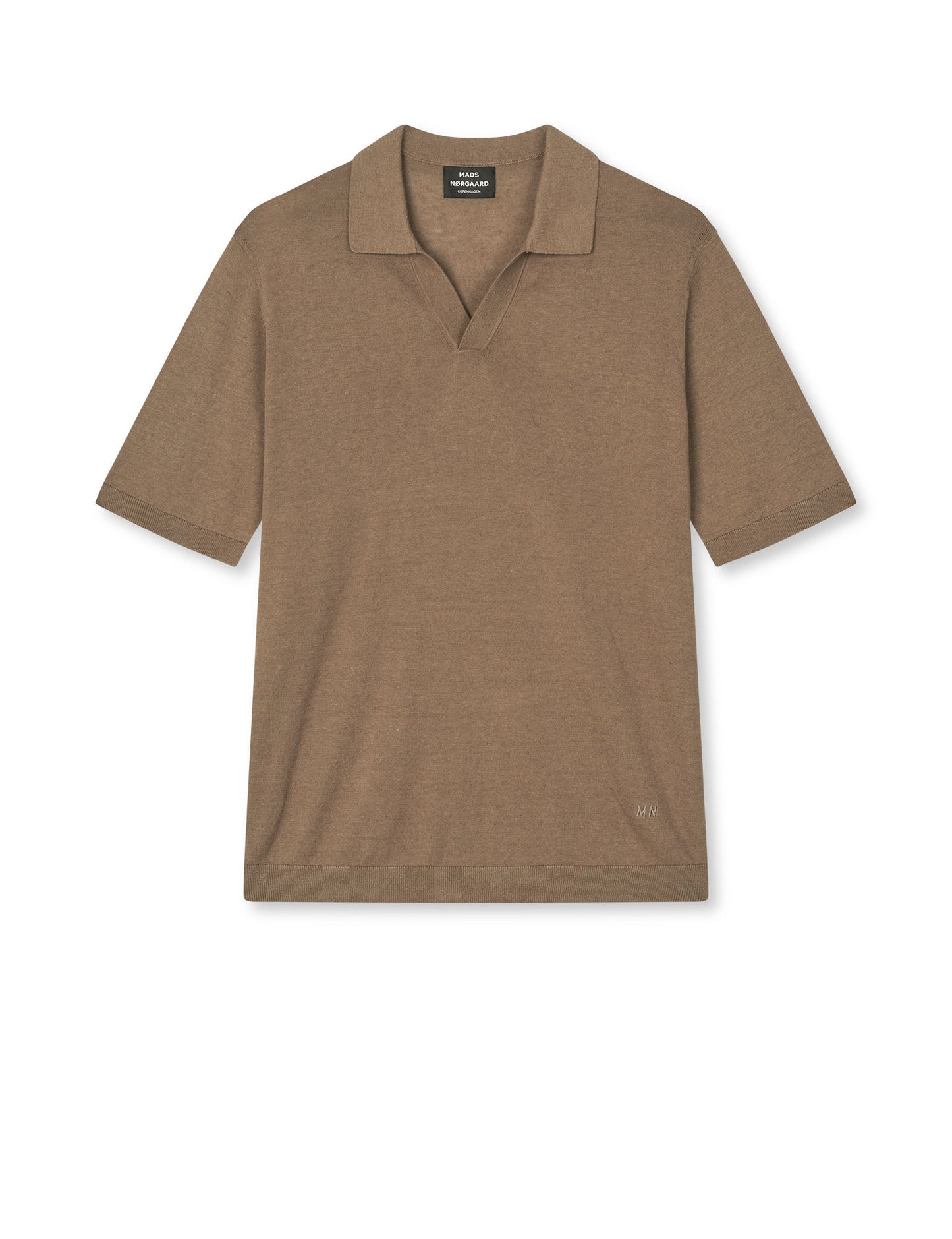 Cotton Lino Theo Polo Knit, Walnut