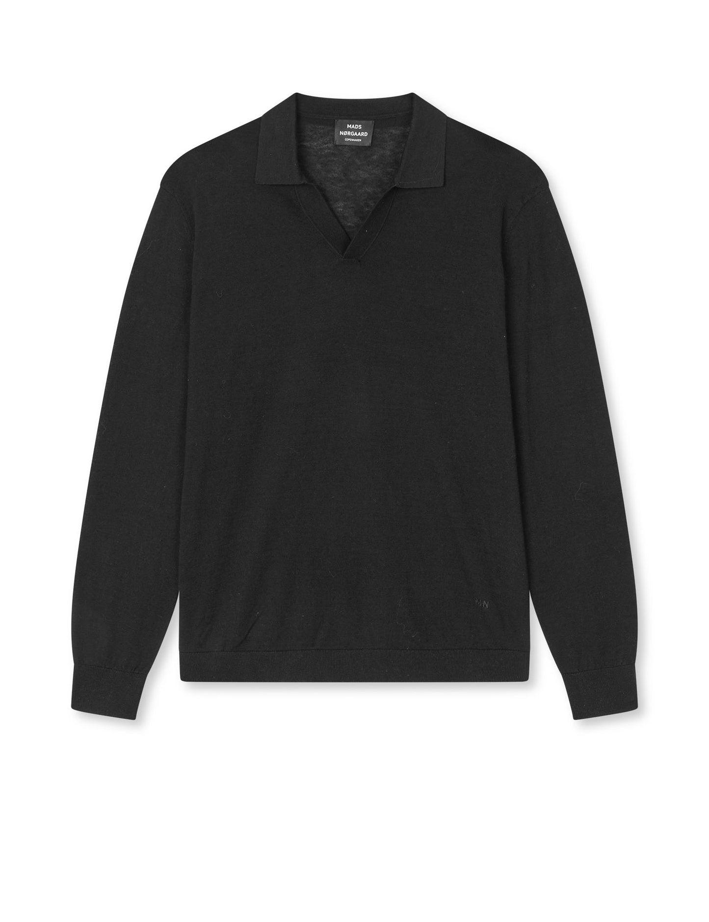 Cotton Lino Theo Polo LS Knit, Black